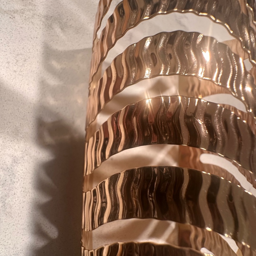 Gold Wave Pattern Cuff Bracelet - Picture 3 of 3